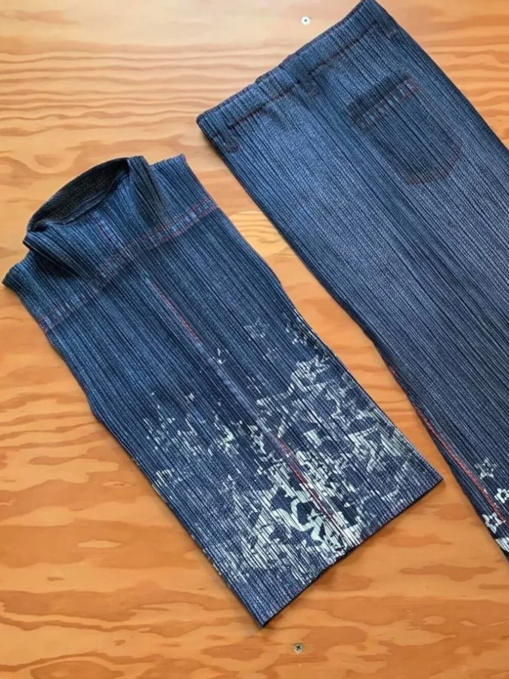 Issey Miyake Pleats Please Denim Star Set Dark Navy JP4